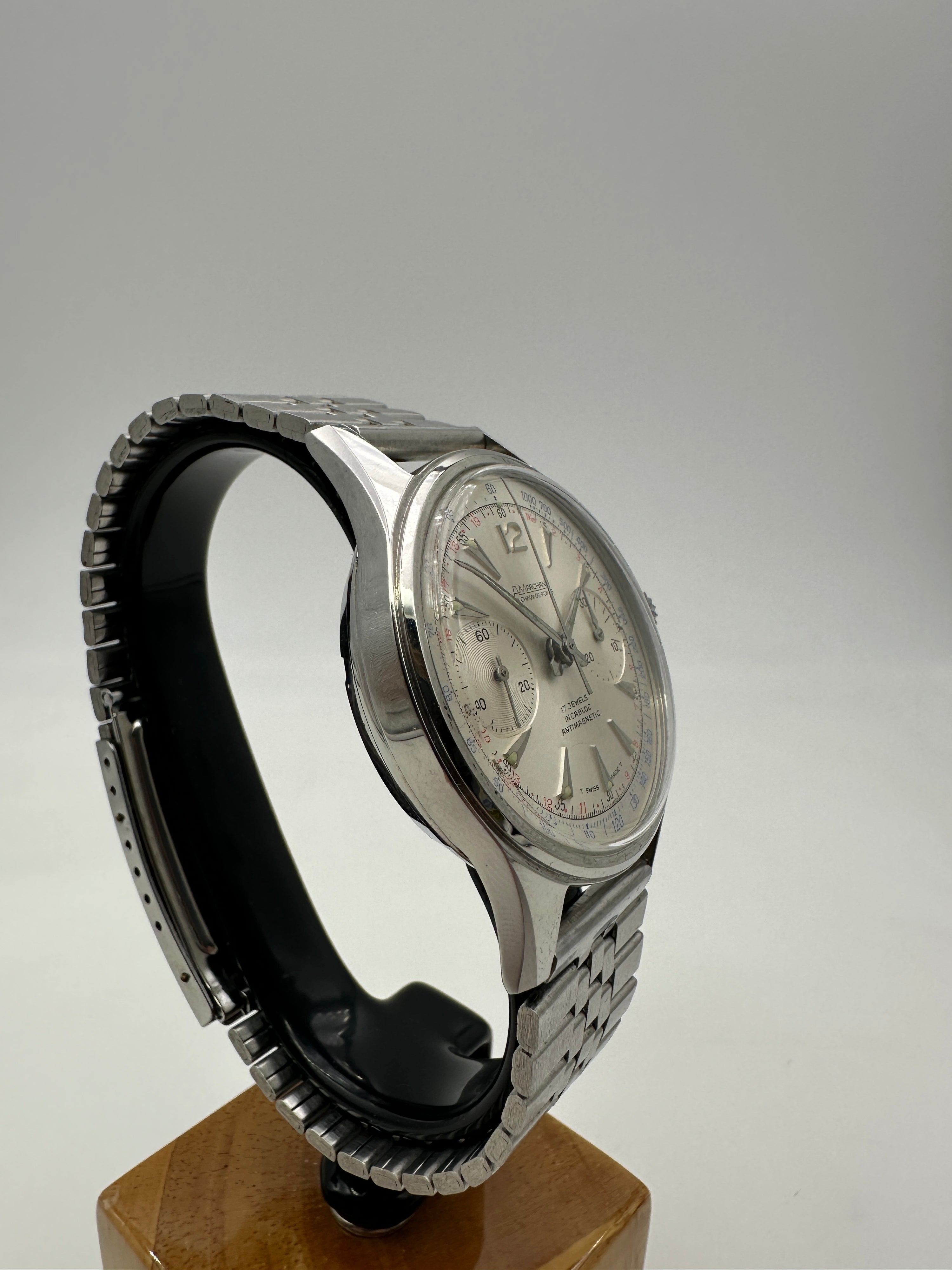 A Marchand La Chaux - De - Fonds - Chrono Landeron 248 - Steel Waterproof - NOS