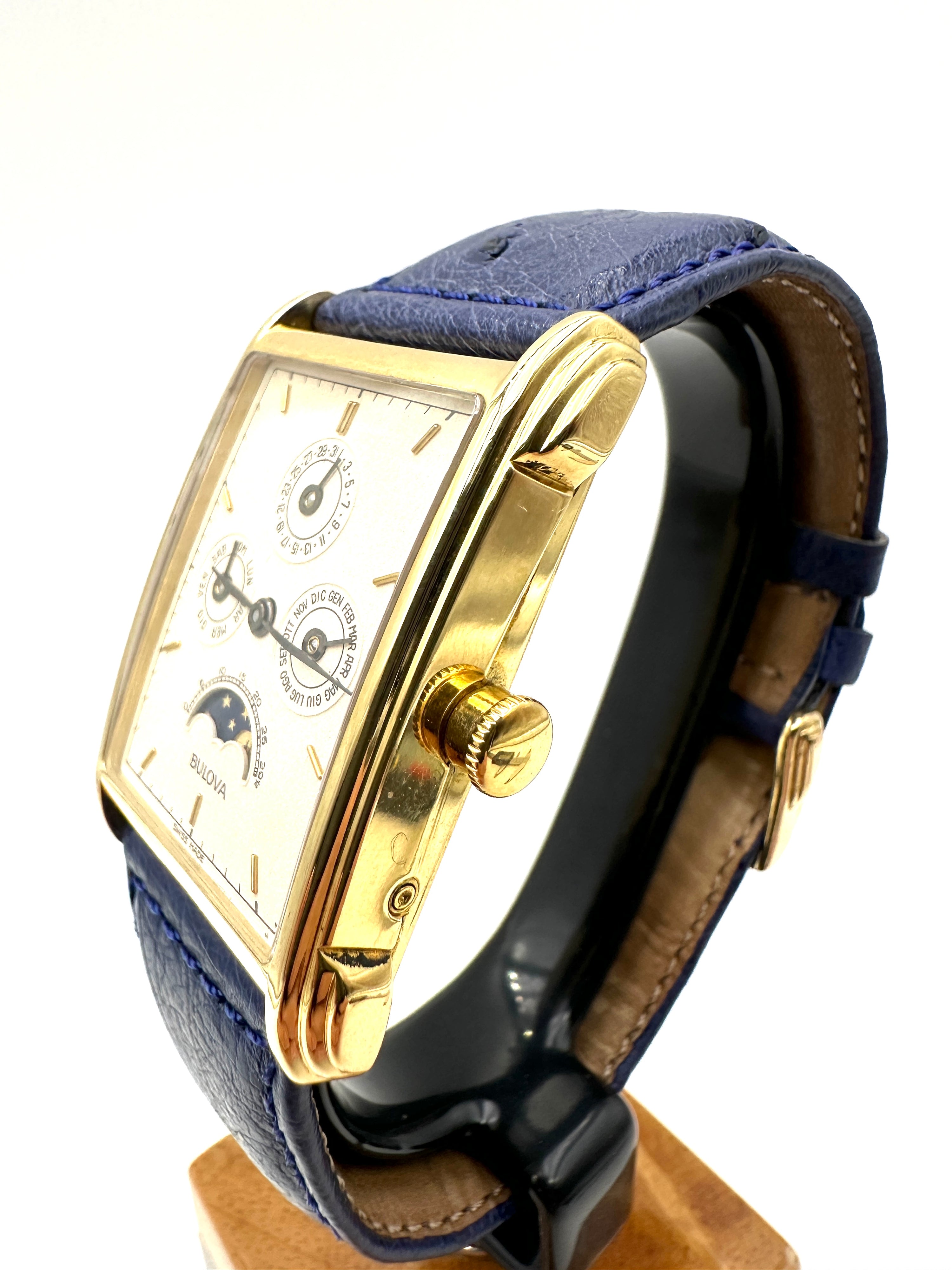 Bulova - Oro 18K - Calendario Completo Fasi Lunari - Swiss Made - Automatico