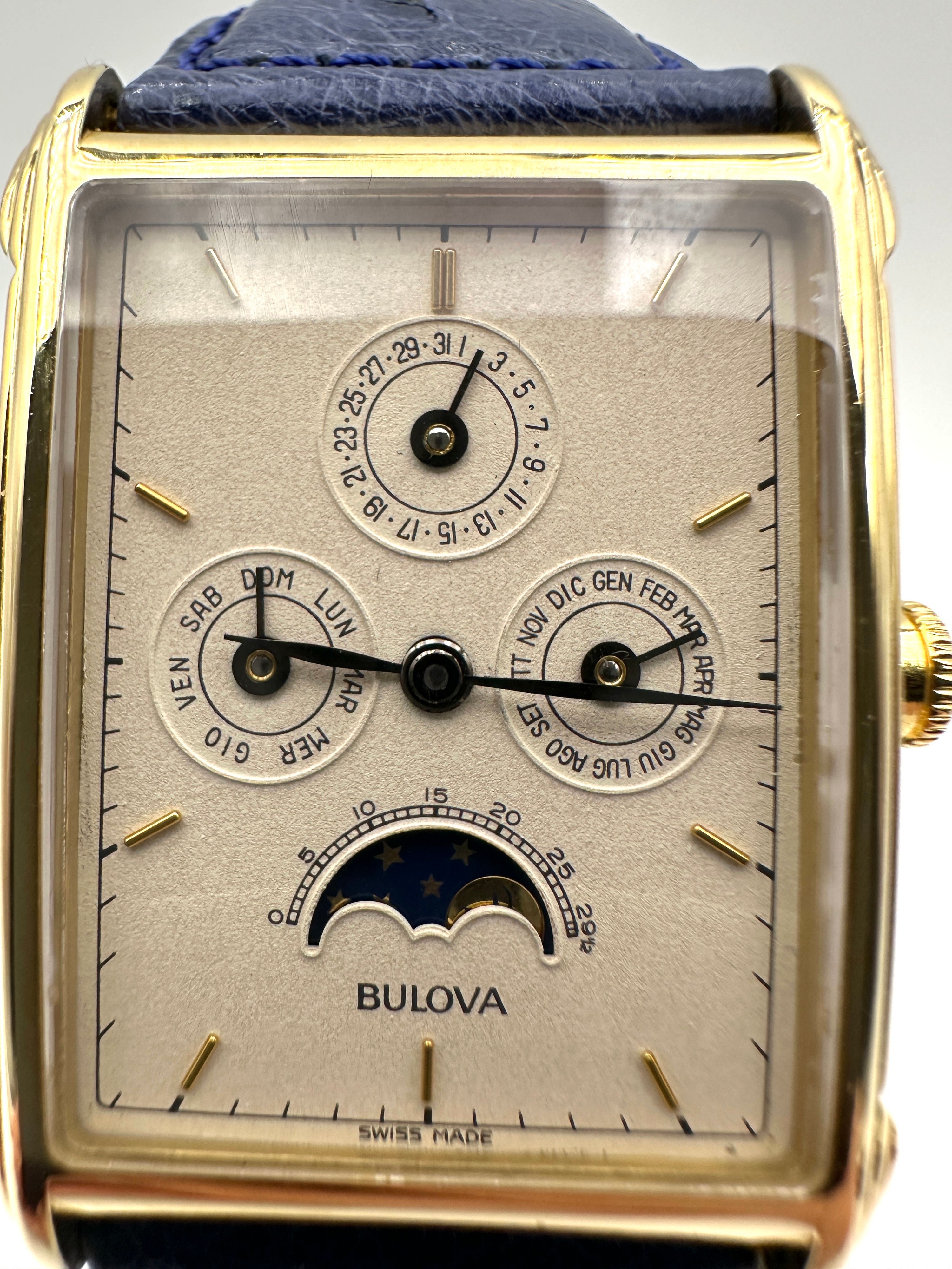 Bulova - Oro 18K - Calendario Completo Fasi Lunari - Swiss Made - Automatico