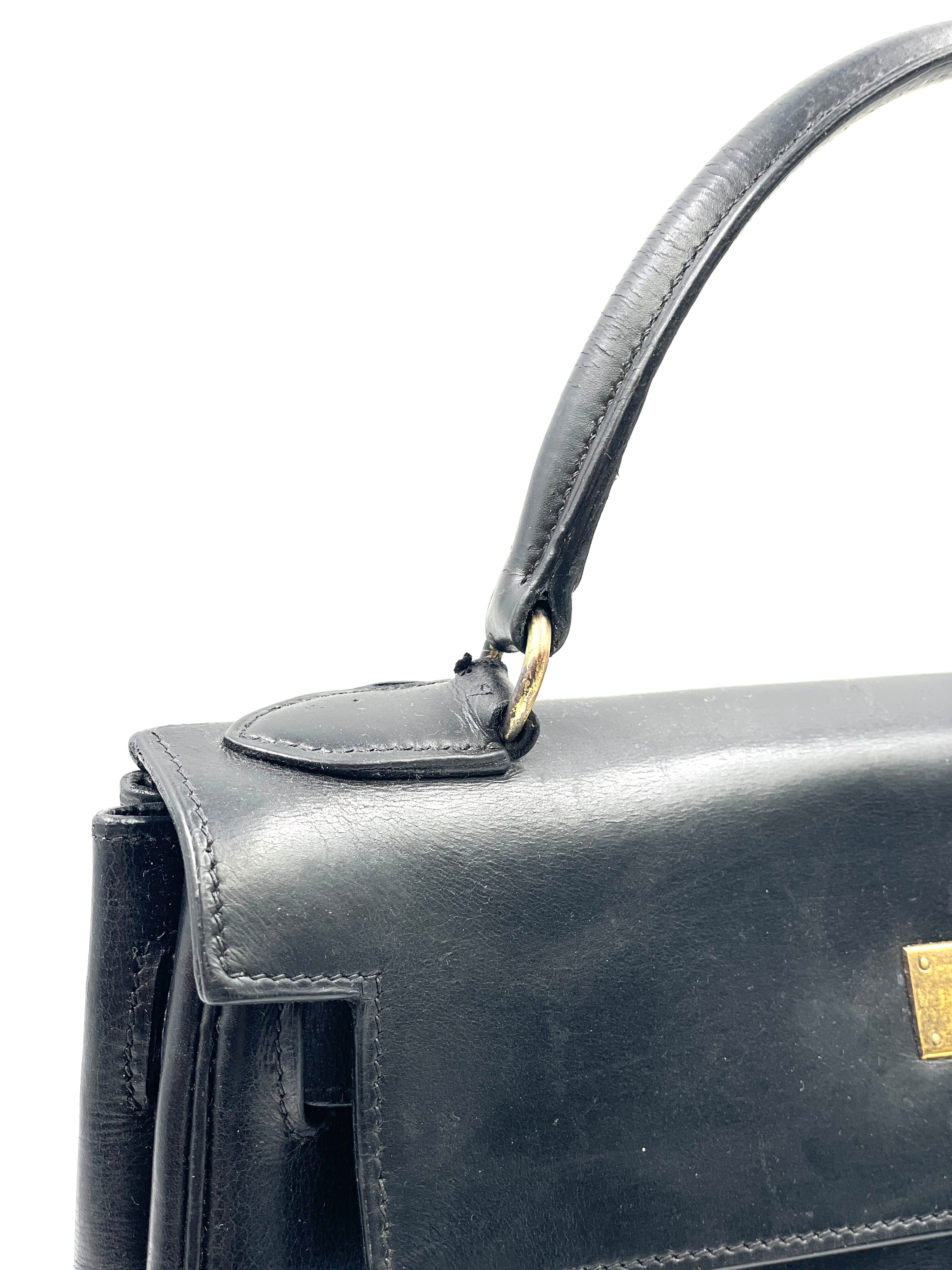 Hermés - Borsa Kelly 28 in Pelle Nera - Vintage