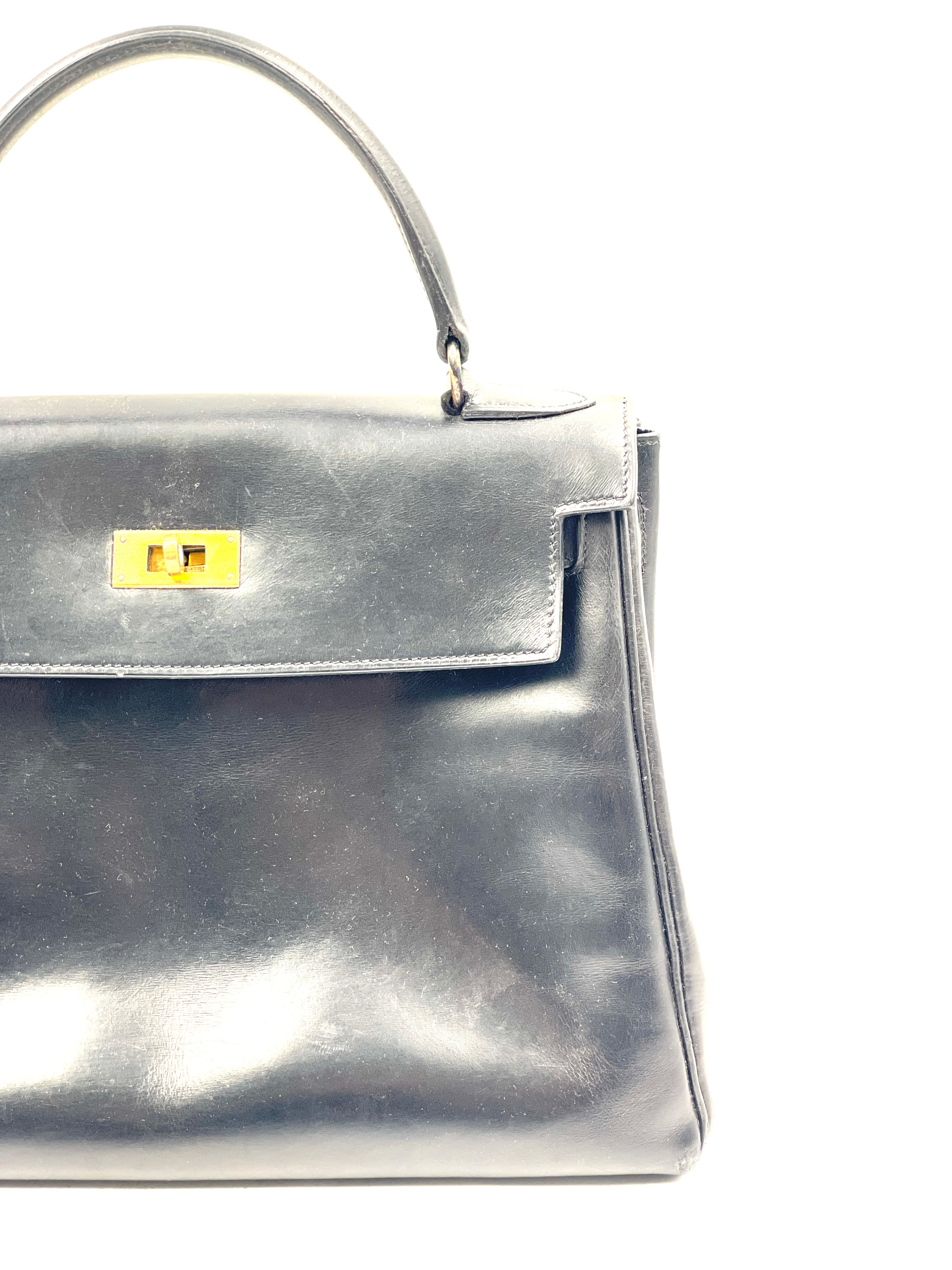 Hermés - Borsa Kelly 28 in Pelle Nera - Vintage