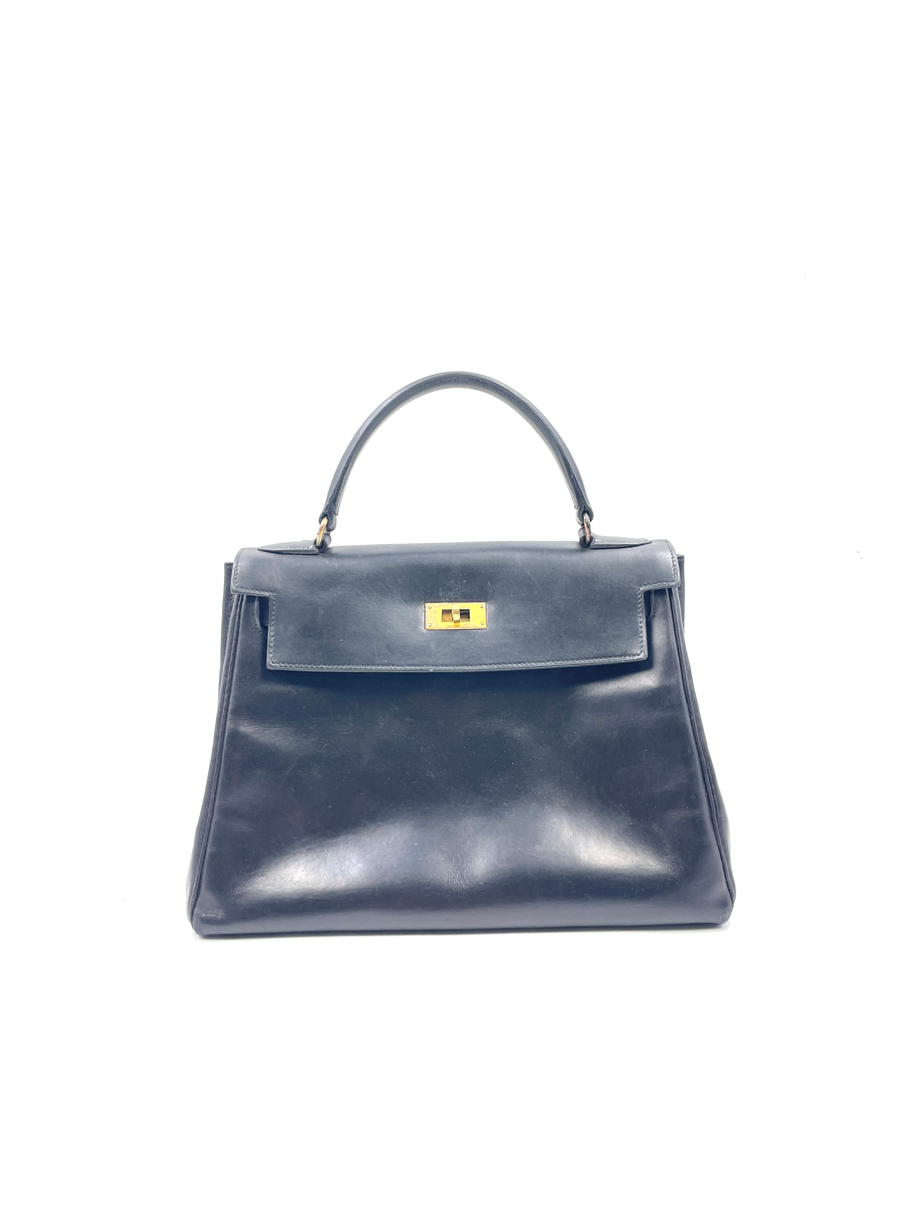 Hermés - Borsa Kelly 28 in Pelle Nera - Vintage