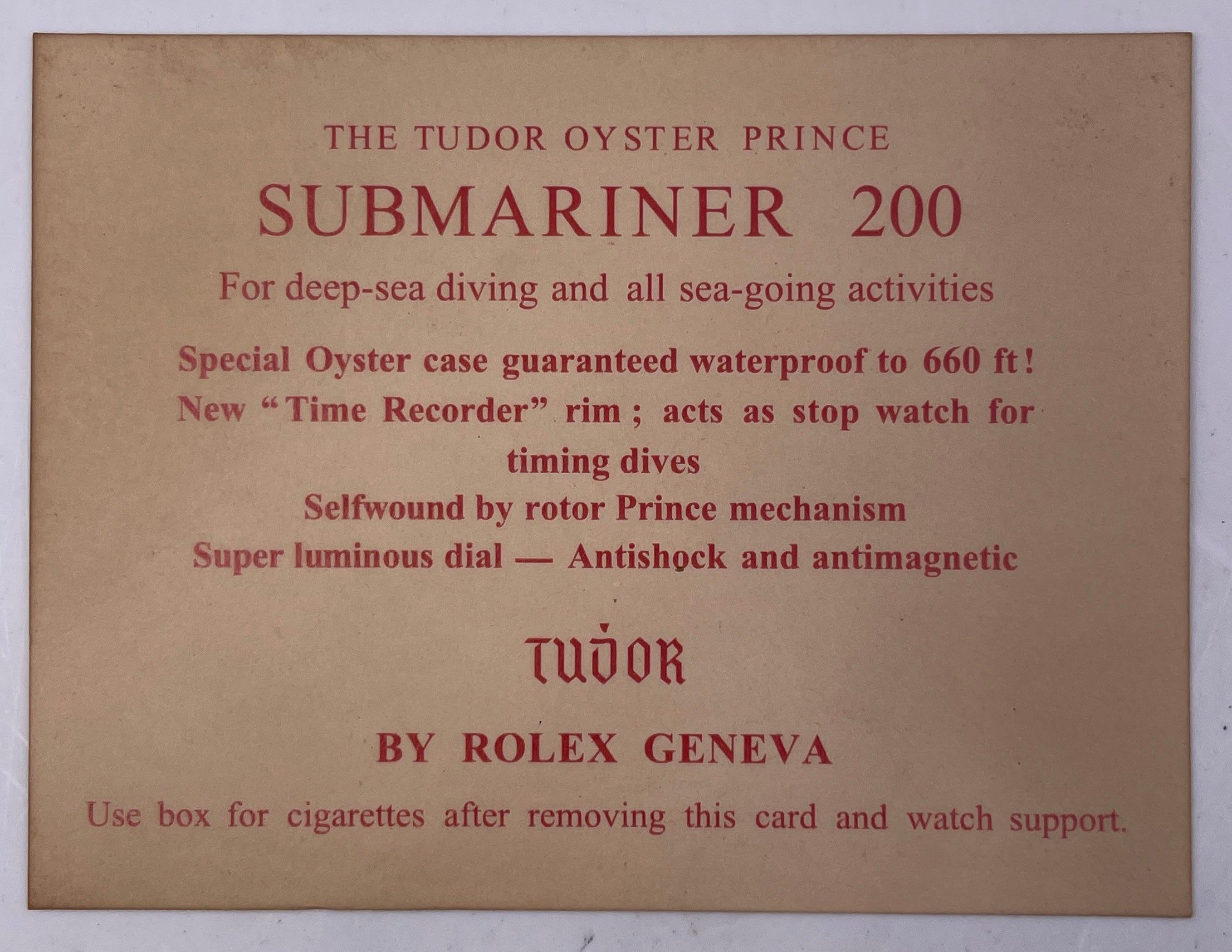 Tudor - Submarine 7928 By Rolex Case Bracciale - Vinage 200M - Box Originale