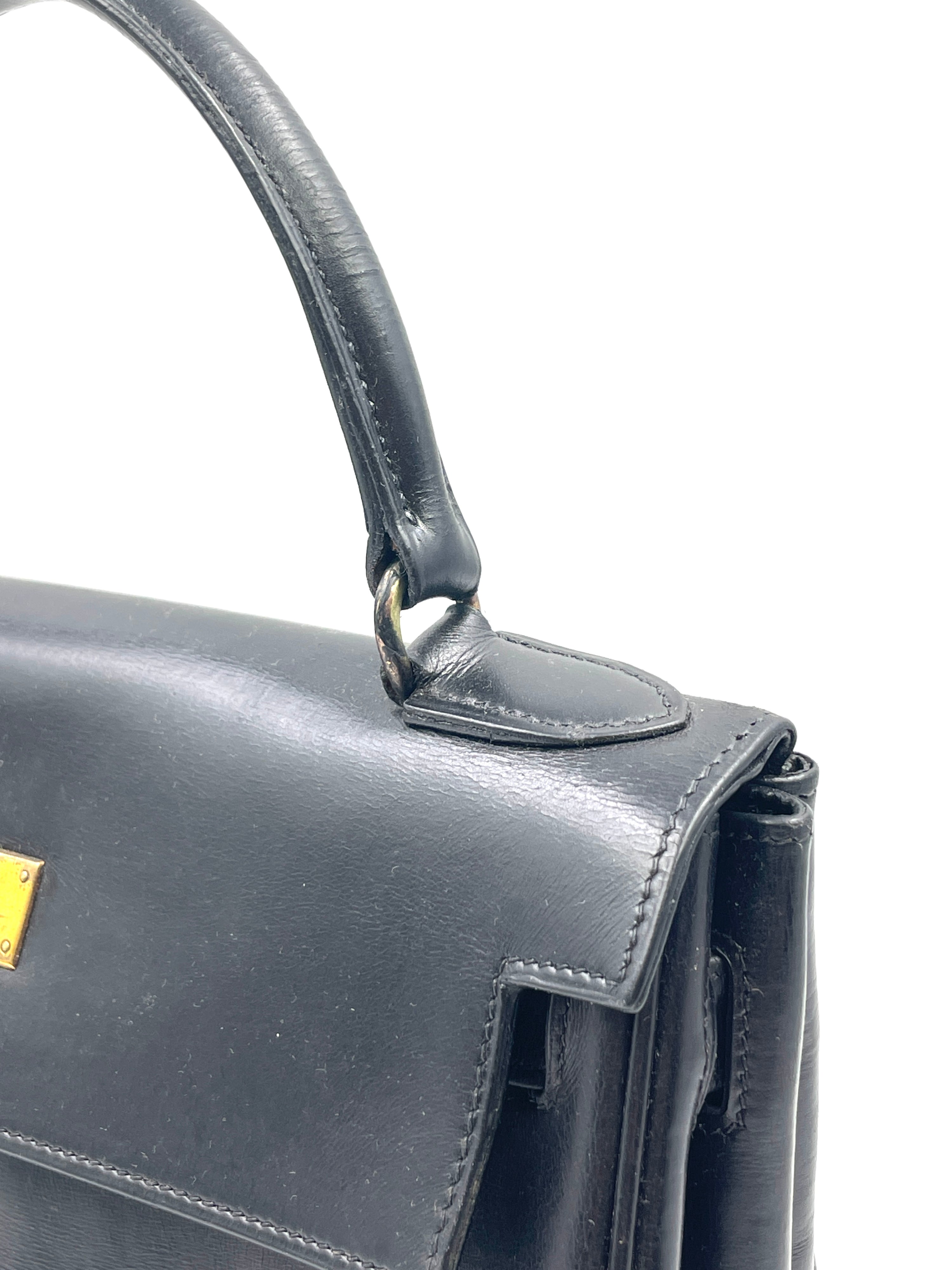 Hermés - Borsa Kelly 28 in Pelle Nera - Vintage