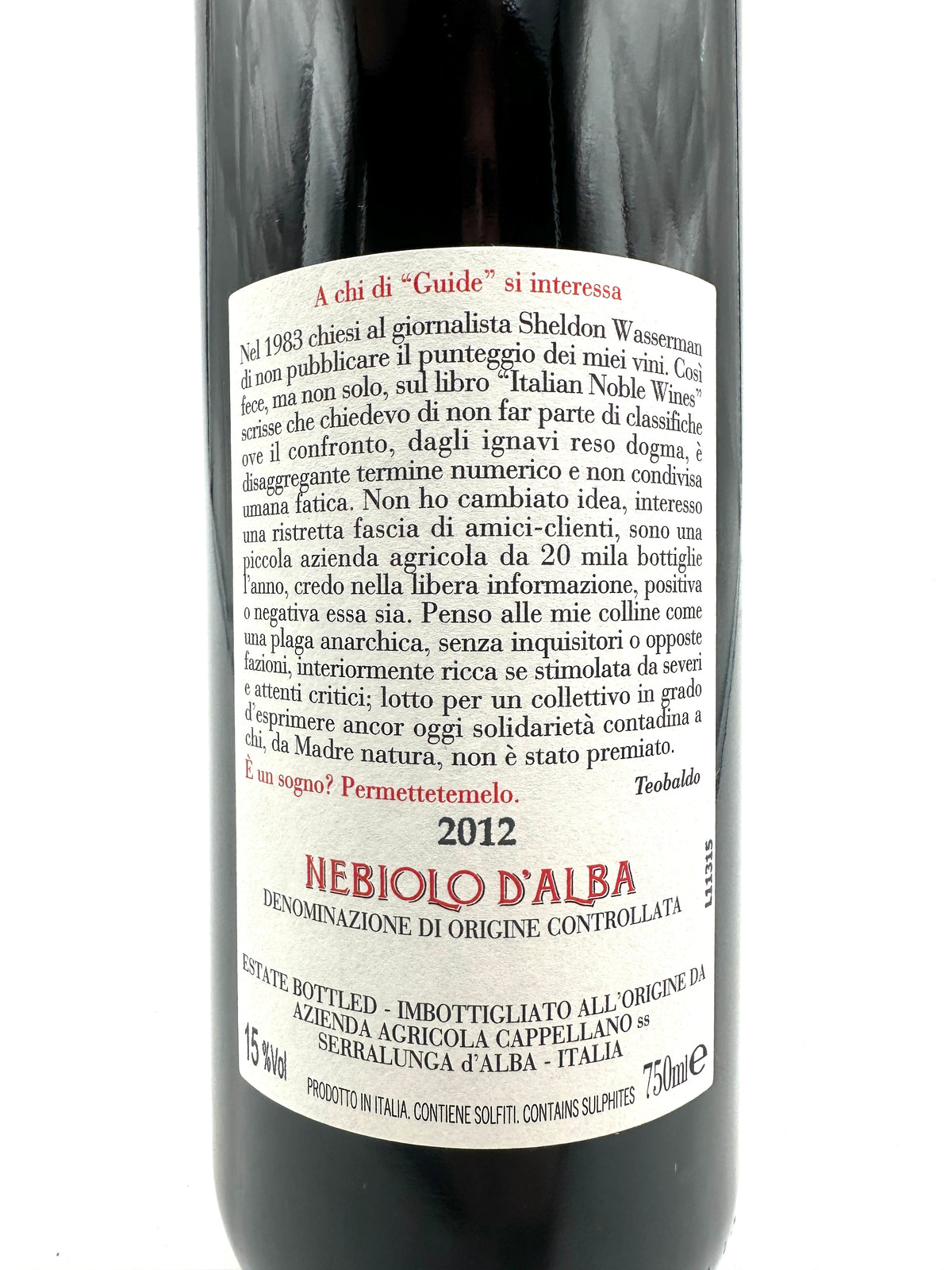2012 - Cappellano - Nebbiolo d'Alba