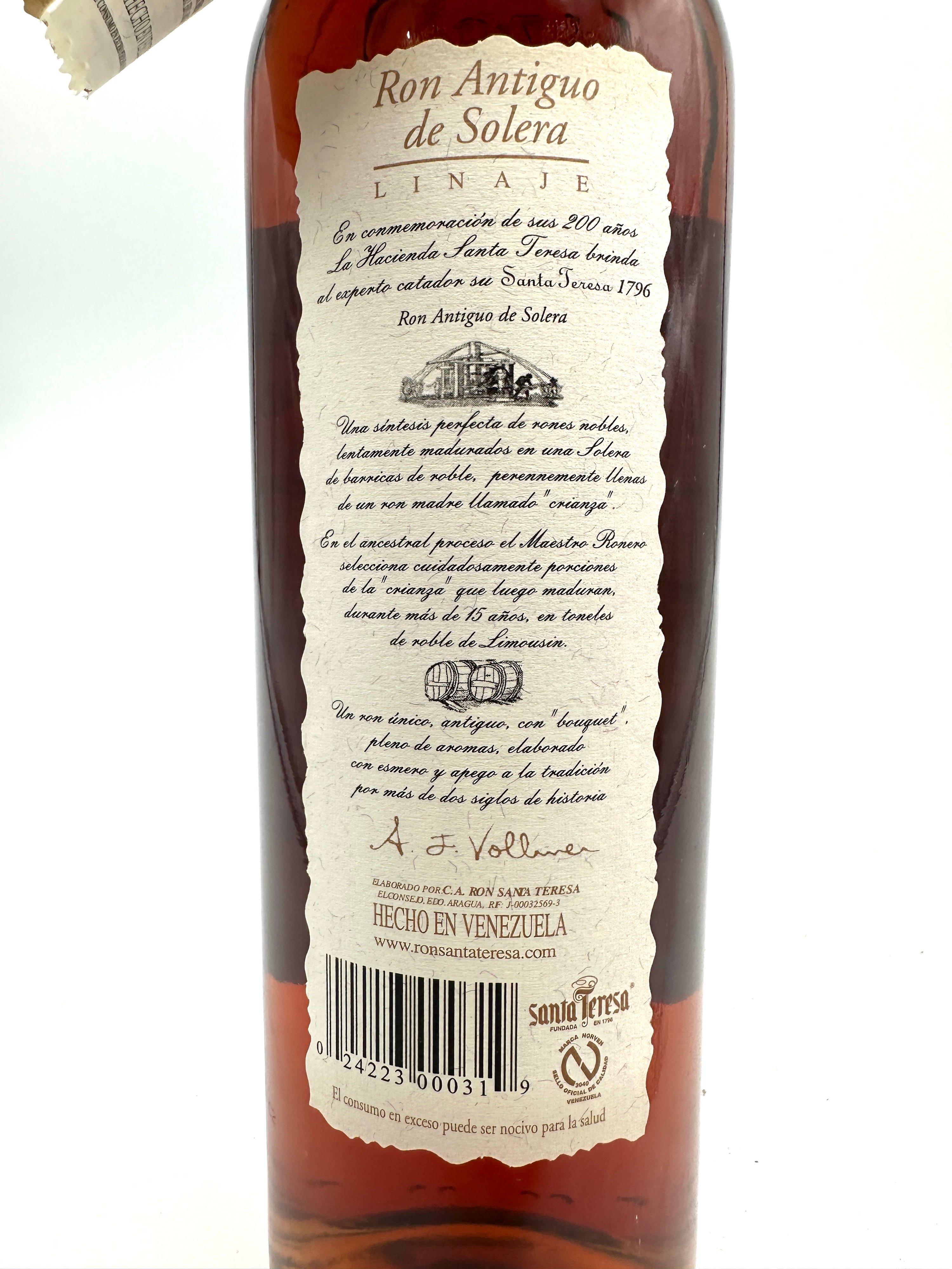 Santa Teresa - Ron Antiguo de Solera "1796"