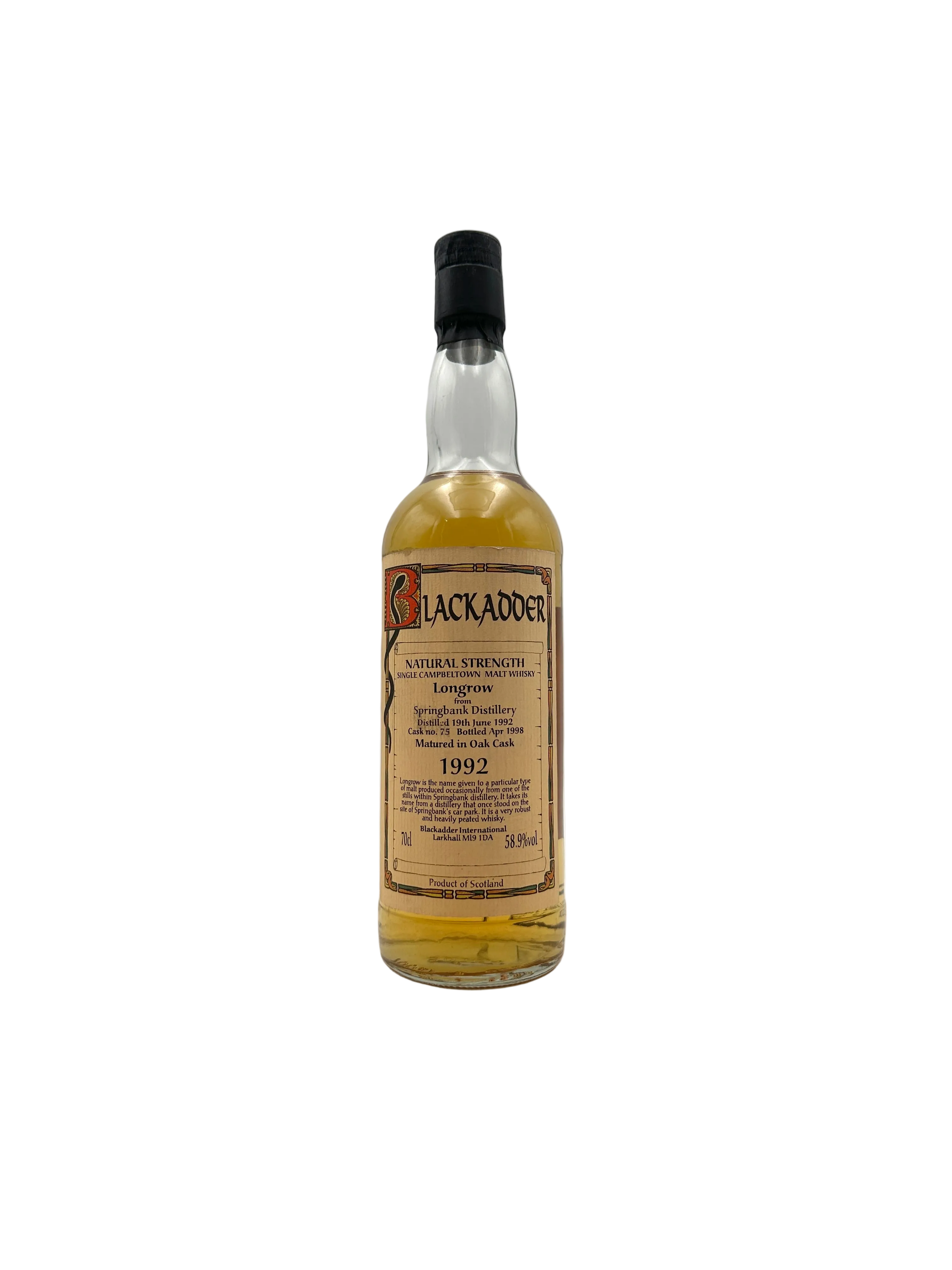 1992 - Springbank - Longrow Single Campbeltown Malt Whisky - Blackadder