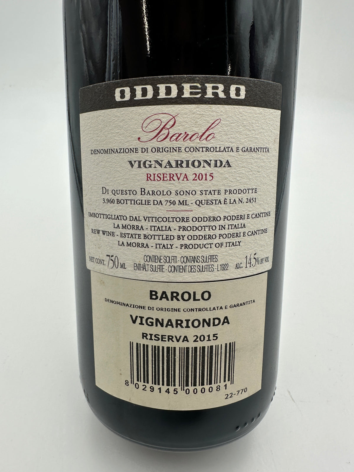 2015 - Poderi Oddero - Barolo Riserva Vigna Rionda