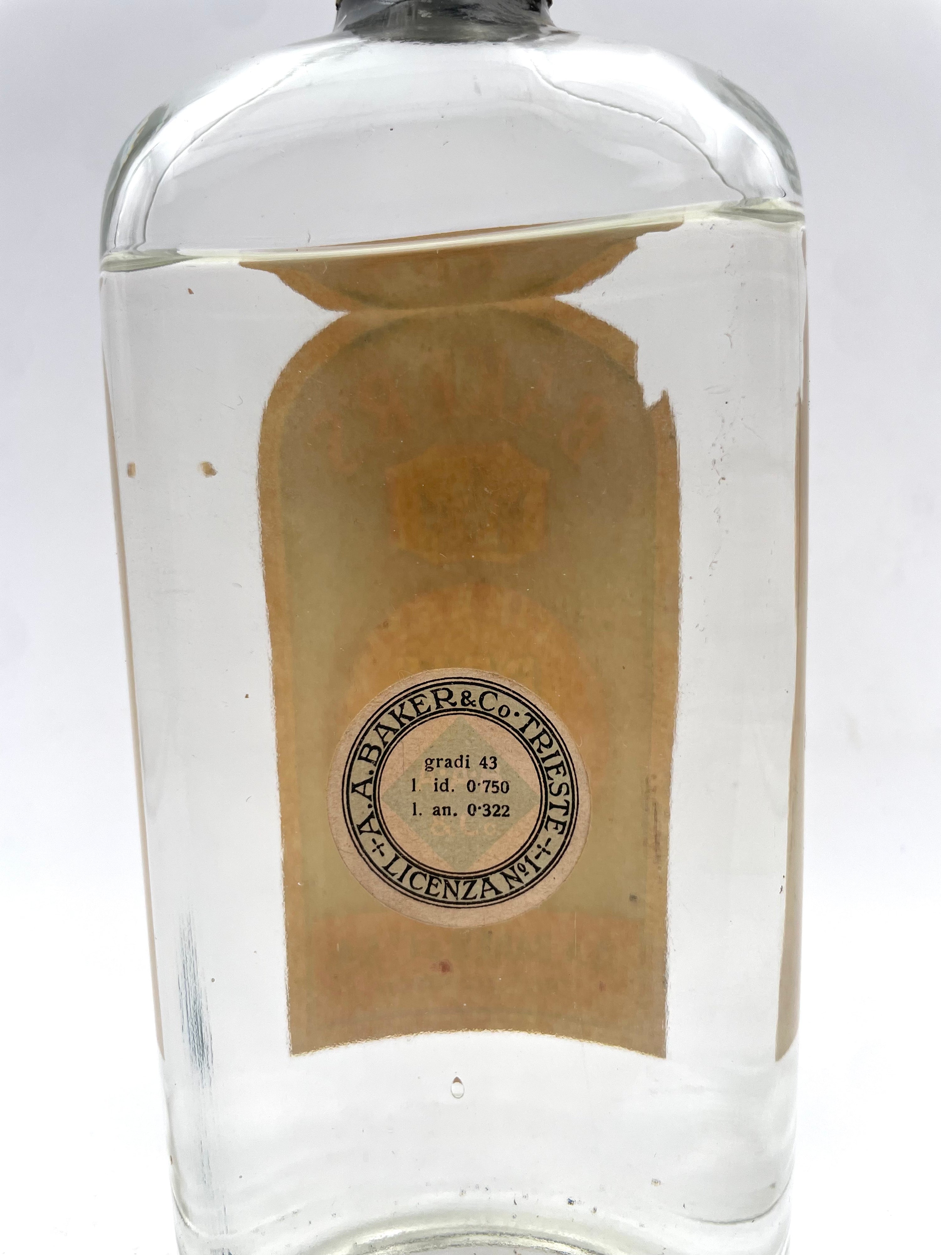 A.A. Baker - Finest Dry Gin - Sigillo Testa Anni '40s