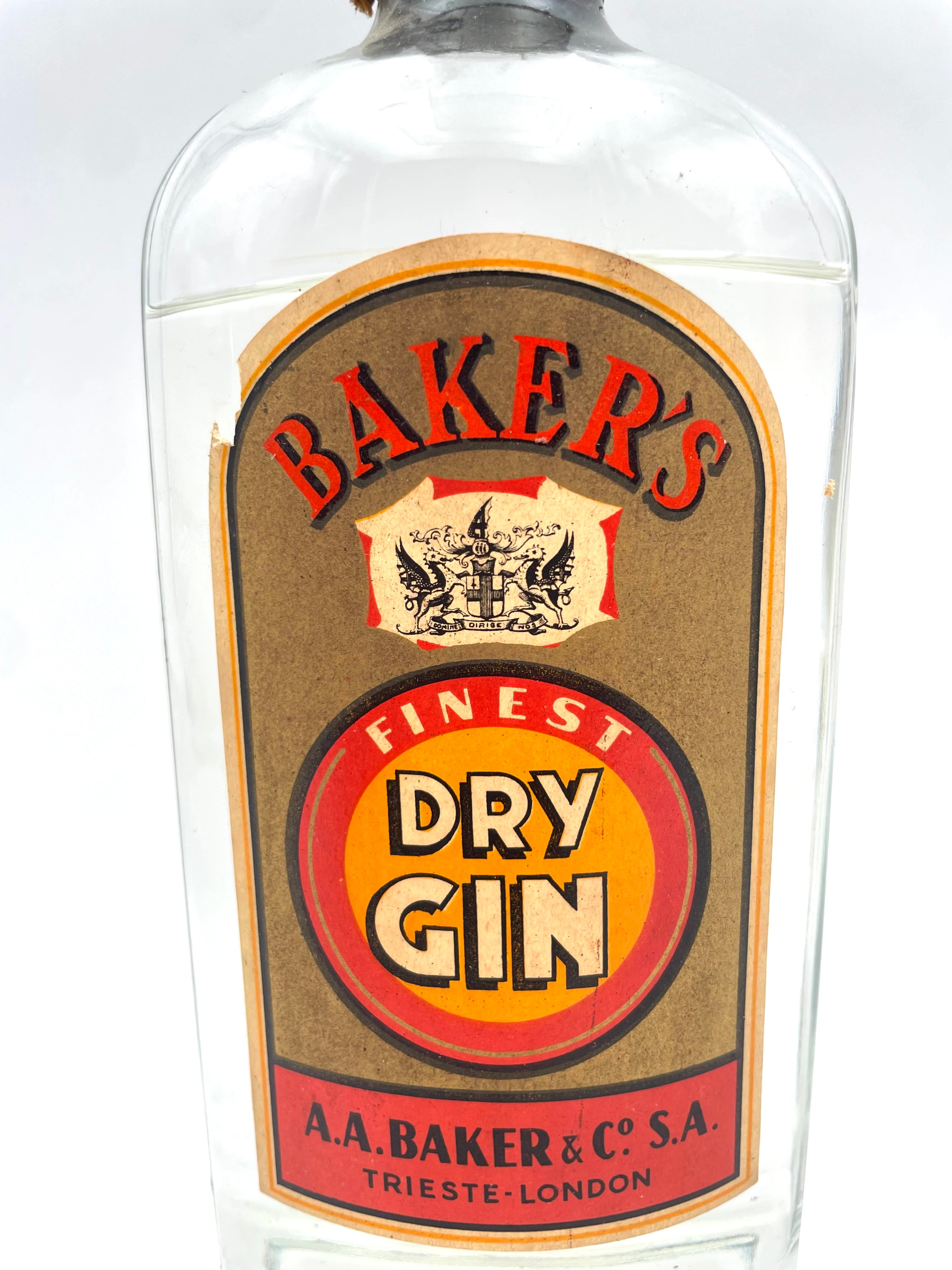 A.A. Baker - Finest Dry Gin - Sigillo Testa Anni '40s