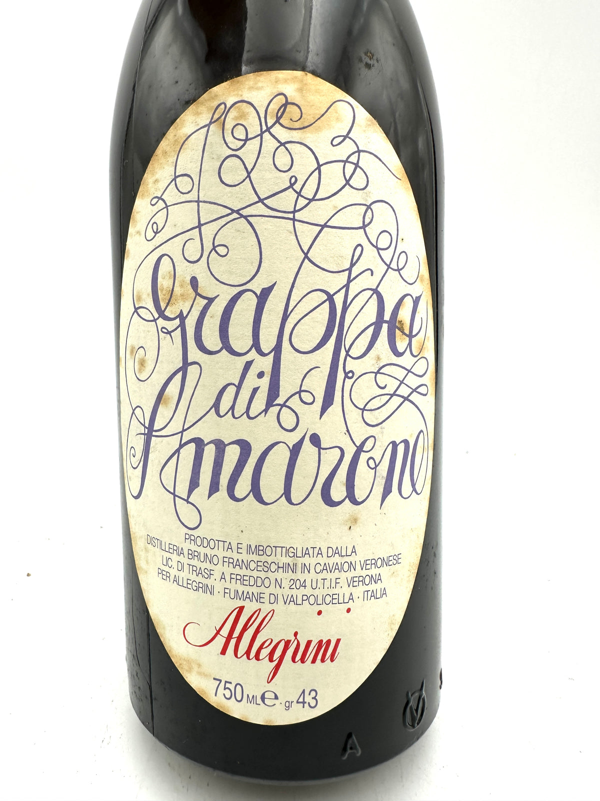 Allegrini - Grappa di Amarone - Anni 1980