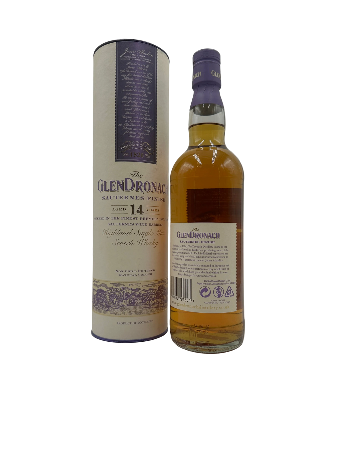 Glendronach - 14 Years Old Sauternes Finish Highland Single Malt Scotch Whisky - Bottl. 2010-2012