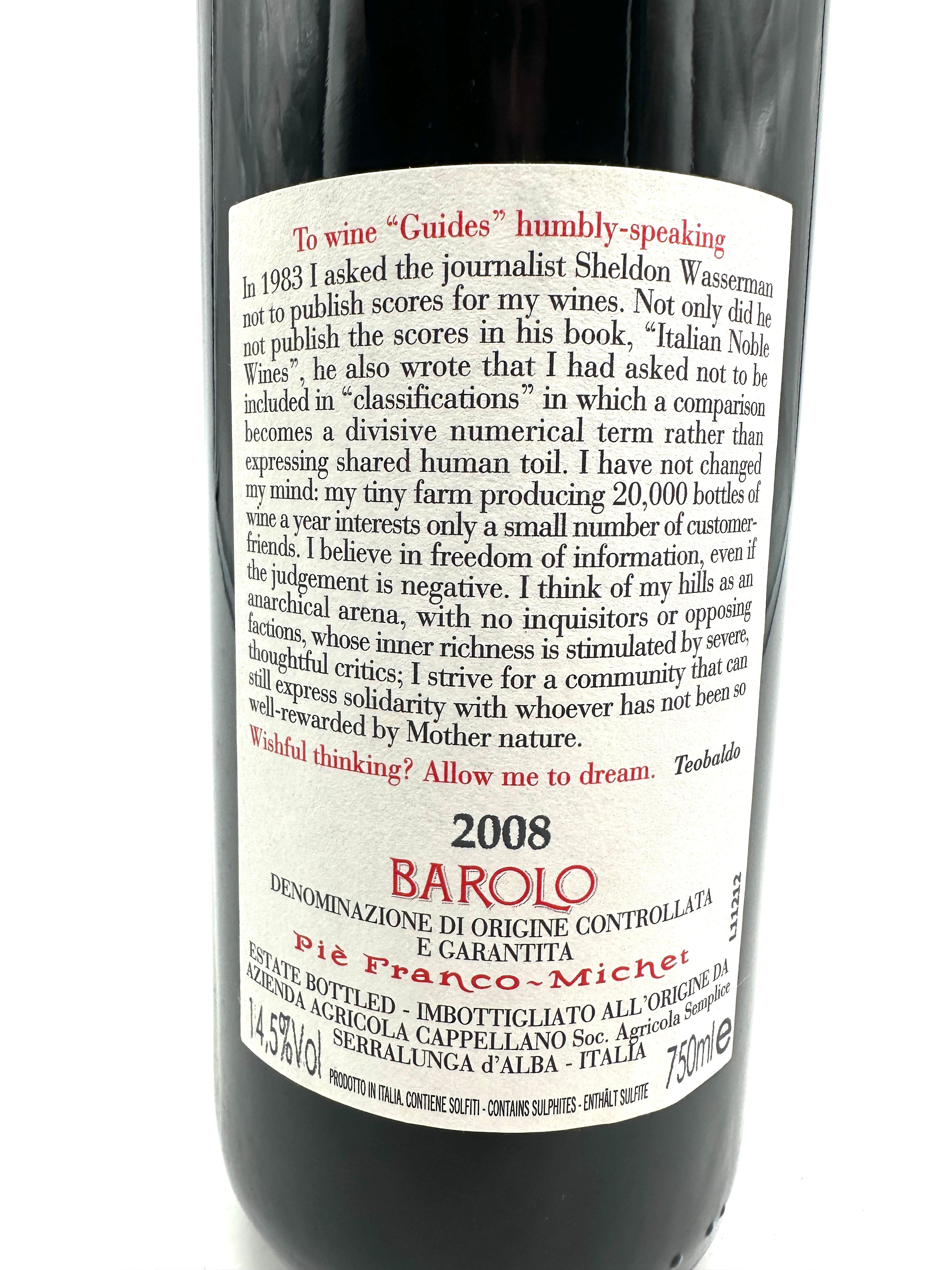 2008 - Cappellano - Barolo Otin Fiorin Pié Franco