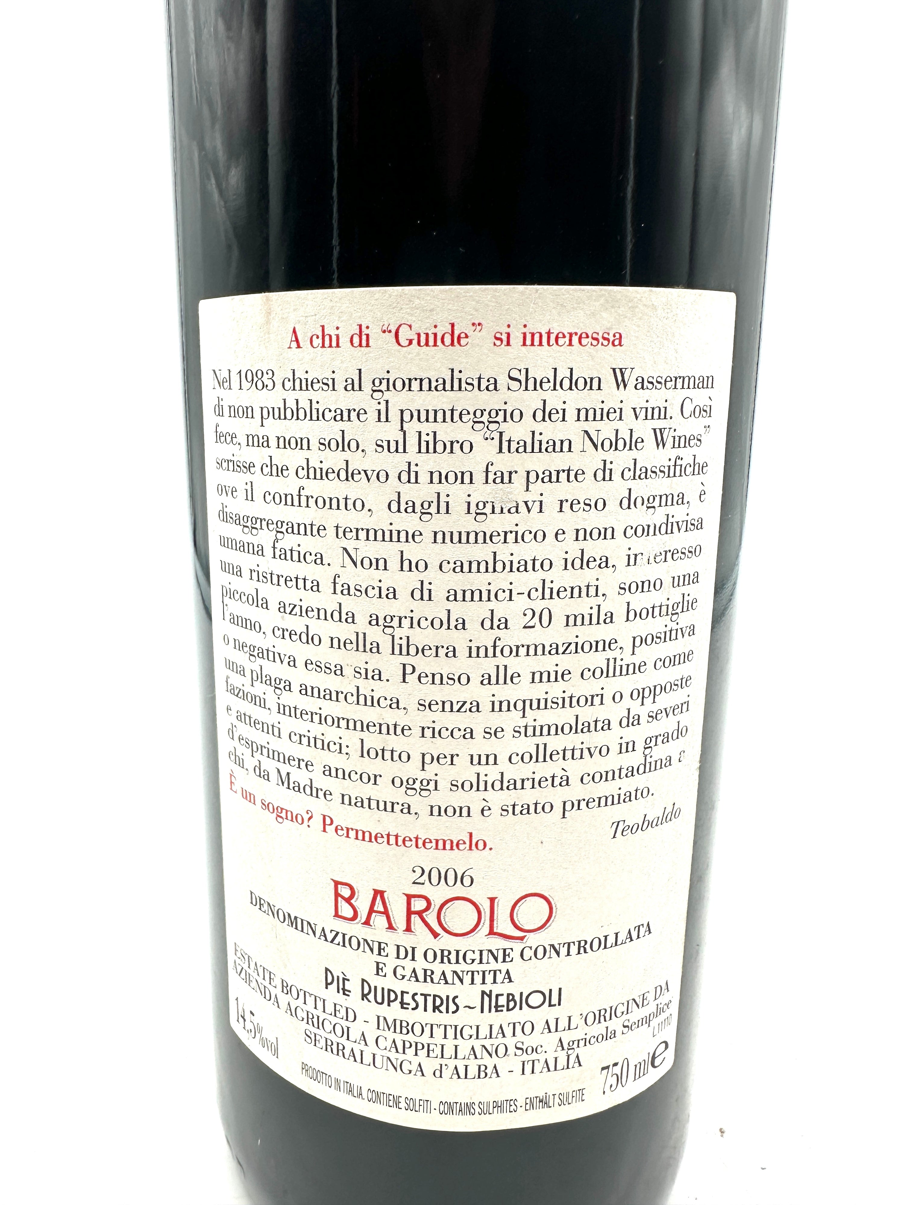 2006 - Cappellano - Barolo Otin Fiorin Pié Rupestris