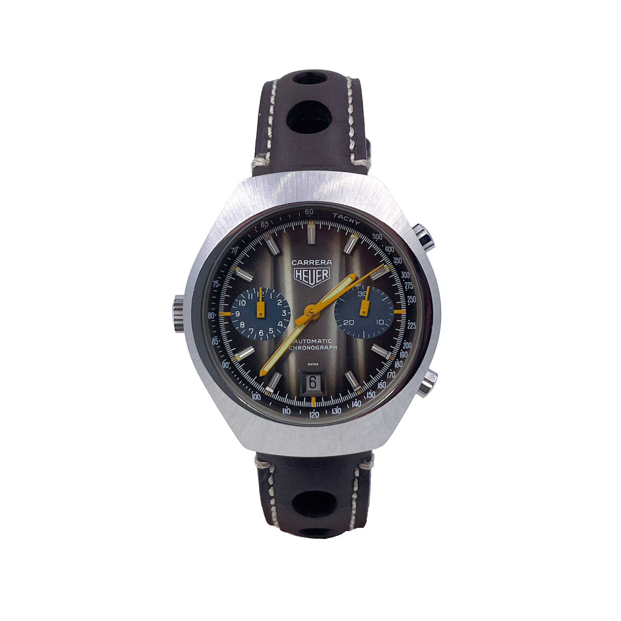 Heuer Carrera - Automatico Cronografo Vintage Fume - 1970s - Con Scatola