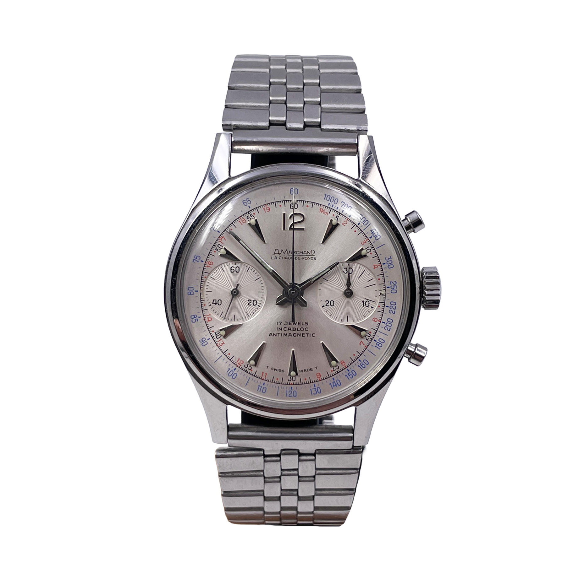 A Marchand La Chaux - De - Fonds - Chrono Landeron 248 - Steel Waterproof - NOS